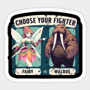 FAIRY or WALRUS Choose Your Fighter Internet Meme Debate Sticker